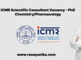 ICMR Scientific Consultant Vacancy - PhD Chemistry/Pharmacology