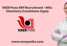 IISER Pune SRF Recruitment - MSc Chemistry Candidates Apply