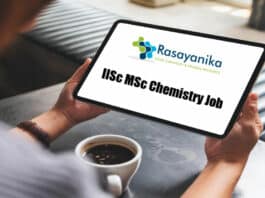 IISc MSc Chemistry Job Vacancy - Project Assistant Post - Applications Invited