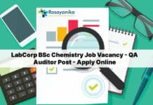 LabCorp BSc Chemistry Job Vacancy - QA Auditor Post - Apply Online