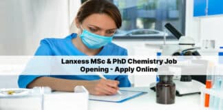 Lanxess MSc & PhD Chemistry Job Opening - Apply Online
