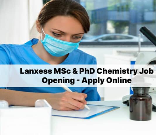 Lanxess MSc & PhD Chemistry Job Opening - Apply Online