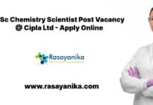 MSc Chemistry Scientist Post Vacancy @ Cipla Ltd - Apply Online