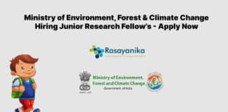 Ministry of Environment, Forest & Climate Change Hiring Junior Research Fellow's - Apply Now