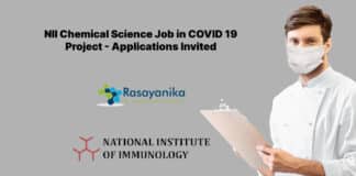 NII Chemical Science Job in COVID 19 Project - Applications Invited