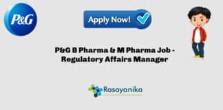 P&G B Pharma & M Pharma Job - Regulatory Affairs Manager