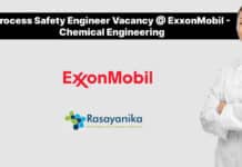 Process Safety Engineer Vacancy @ ExxonMobil - Chemical Engineering