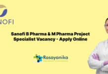 Sanofi B Pharma & M Pharma Project Specialist Vacancy - Apply Online