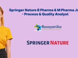 Springer Nature B Pharma & M Pharma Job - Process & Quality Analyst