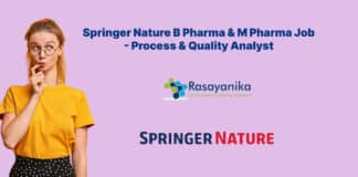 Springer Nature B Pharma & M Pharma Job - Process & Quality Analyst