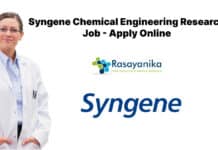 Syngene Chemical Engineering Research Job - Apply Online