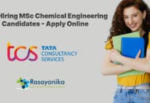 TCS Hiring MSc Chemical Engineering Candidates - Apply Online