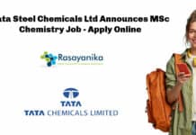 Tata Steel Chemicals Ltd Announces MSc Chemistry Job - Apply Online