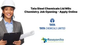 Tata Steel Chemicals Ltd MSc Chemistry Job Opening - Apply Online