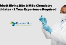 Abbott Hiring BSc & MSc Chemistry Candidates - 1 Year Experience Required