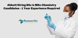 Abbott Hiring BSc & MSc Chemistry Candidates - 1 Year Experience Required