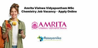 Amrita Vishwa Vidyapeetham MSc Chemistry Job Vacancy - Apply Online