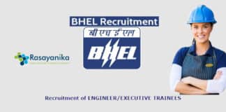 BHEL Chemical Engineer Trainee Vacancy - With CTC Rs 12.0 Lakhs per annum