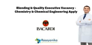 Bacardi Blending & Quality Executive Vacancy - Chemistry & Chemical Engineering Apply