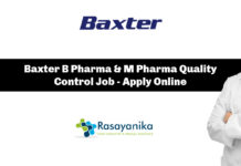 Baxter B Pharma & M Pharma Quality Control Job - Apply Online