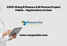 CDFD Hiring B Pharma & M Pharma Project Fellow - Applications Invited