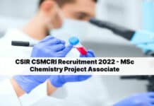 CSIR CSMCRI Recruitment 2022 - MSc Chemistry Project Associate