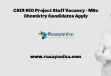 CSIR NIO Project Staff Vacancy - MSc Chemistry Candidates Apply