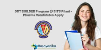 DBT BUILDER Program @ BITS Pilani - Pharma Candidates Apply