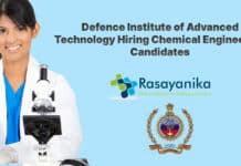 Defence Institute of Advanced Technology Hiring Chemical Engineering Candidates