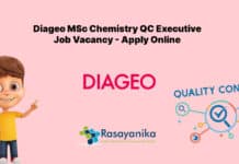 Diageo MSc Chemistry QC Executive Job Vacancy - Apply Online