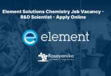 Element Solutions Chemistry Job Vacancy - R&D Scientist - Apply Online