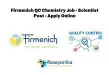 Firmenich QC Chemistry Job - Scientist Post - Apply Online