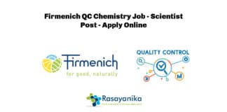 Firmenich QC Chemistry Job - Scientist Post - Apply Online