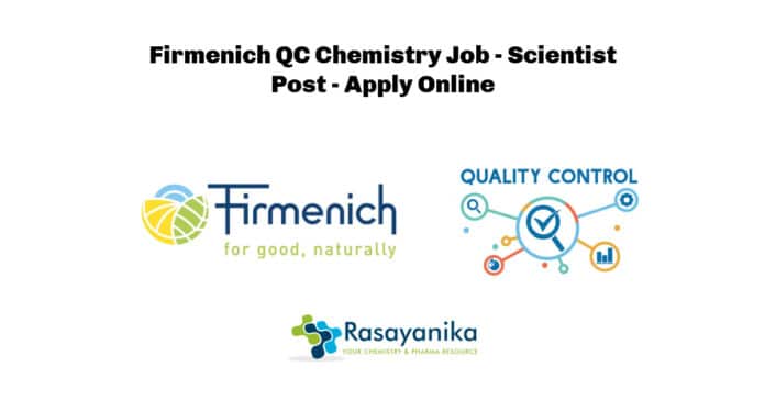 Firmenich QC Chemistry Job - Scientist Post - Apply Online