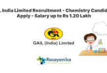 GAIL India Limited Recruitment - Chemistry Candidates Apply - Salary up to Rs 1.20 Lakh