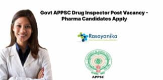 Govt APPSC Drug Inspector Post Vacancy - Pharma Candidates Apply