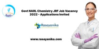 Govt NARL Chemistry JRF Job Vacancy 2022 - Applications Invited