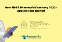 Govt NSSB Pharmacist Vacancy 2022 - Applications Invited