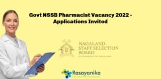 Govt NSSB Pharmacist Vacancy 2022 - Applications Invited