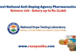 Govt National Anti-Doping Agency Pharmaceutical Science Job - Salary up to Rs 1Lakh