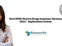 Govt OPSC Pharma Drugs Inspector Vacancy 2022 - Applications Invited