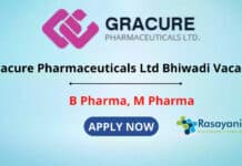 Gracure Pharmaceutical Ltd Hiring B Pharma & M Pharma Candidates