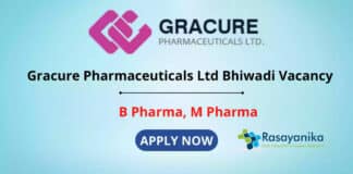 Gracure Pharmaceutical Ltd Hiring B Pharma & M Pharma Candidates