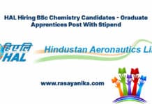 HAL Hiring BSc Chemistry Candidates - Graduate Apprentices Post With Stipend