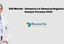 IHS Markit - Chemistry & Chemical Engineering Analyst Vacancy 2022