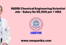 IISERB Chemical Engineering Scientist Job - Salary Rs 56,000 pm + HRA