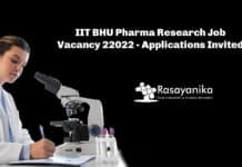 IIT BHU Pharma RA Job Vacancy 22022 - Applications Invited