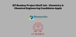 IIT Bombay Project Staff Job - Chemistry & Chemical Engineering Candidates Apply