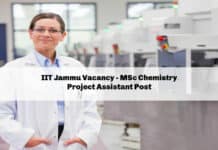 IIT Jammu Vacancy - MSc Chemistry Project Assistant Post