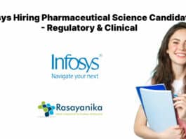 Infosys Hiring Pharmaceutical Science Candidates - Regulatory & Clinical